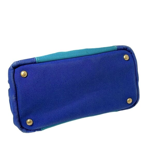 Auth PRADA Canapa BN2439 Blue Green Black Canvas - Tote Bag - Picture 5 of 9